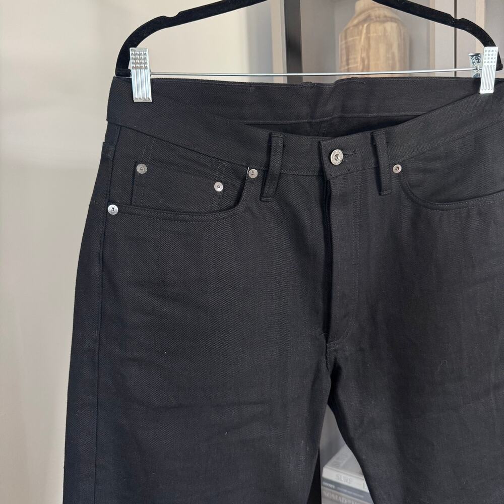3sixteen Japanese Selvedge Double Black Denim Jeans 34 NEW Classic Tapered - Picture 3 of 7